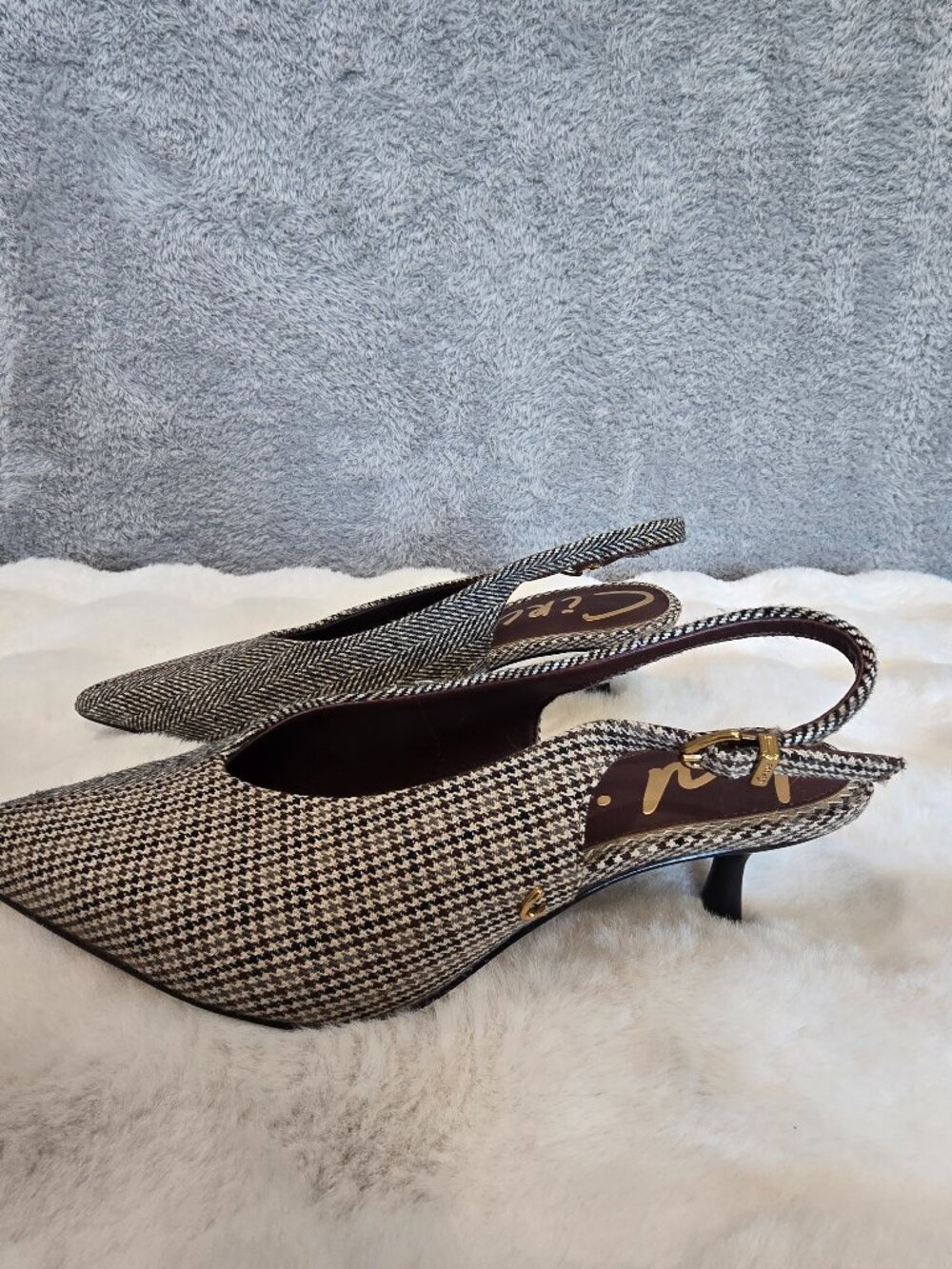 Circus Sam Edelman Fawn Pointed Toe Slingback Pump Black Multi Fabric Size 6.5